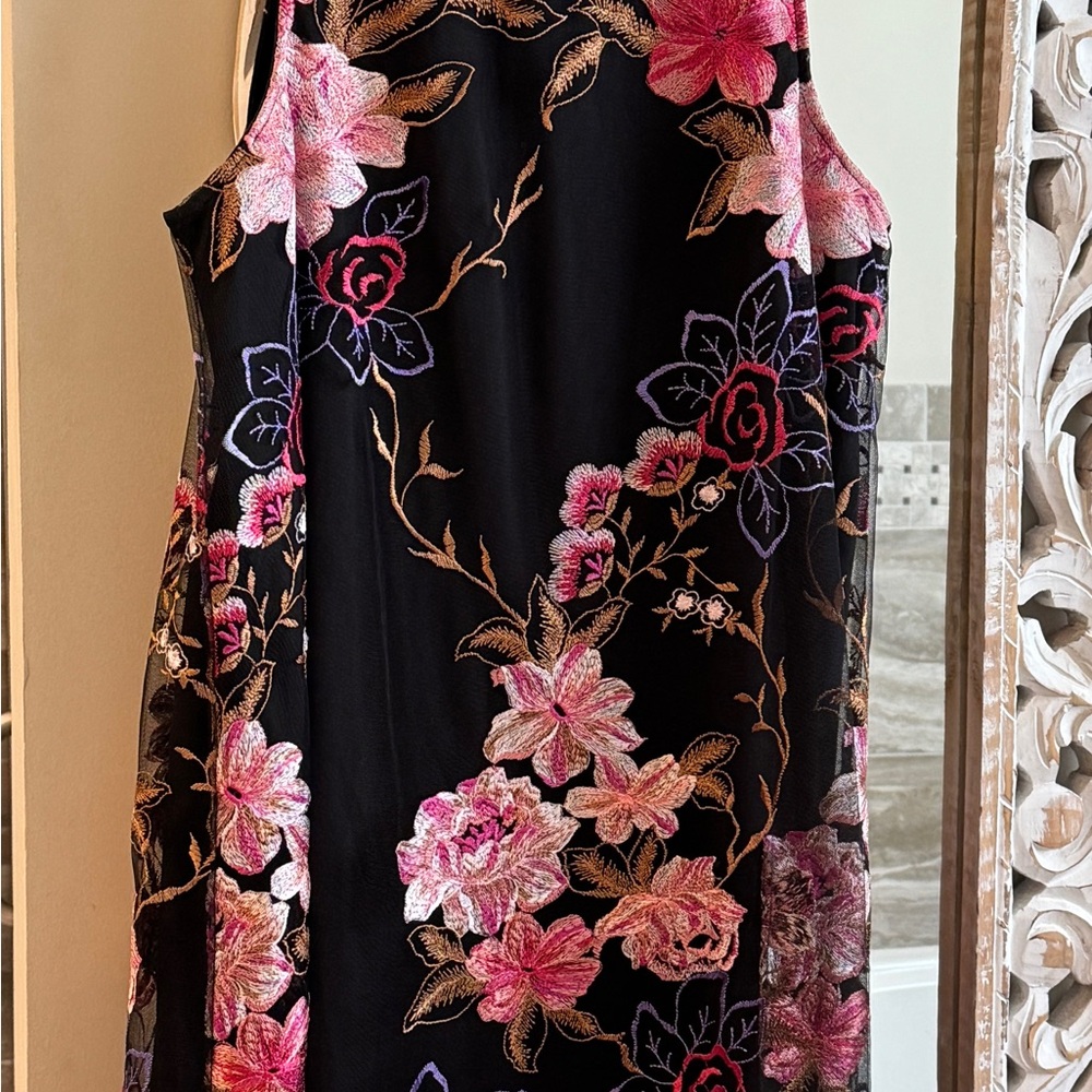 Roz & Ali Black and Pink Spaghetti Strap Sundress
